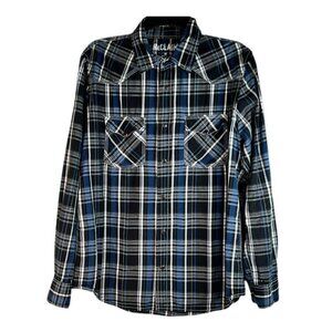Men's Western ReClaim Pearl Snap Button Down 100% Lightweight Cotton Shirt Med